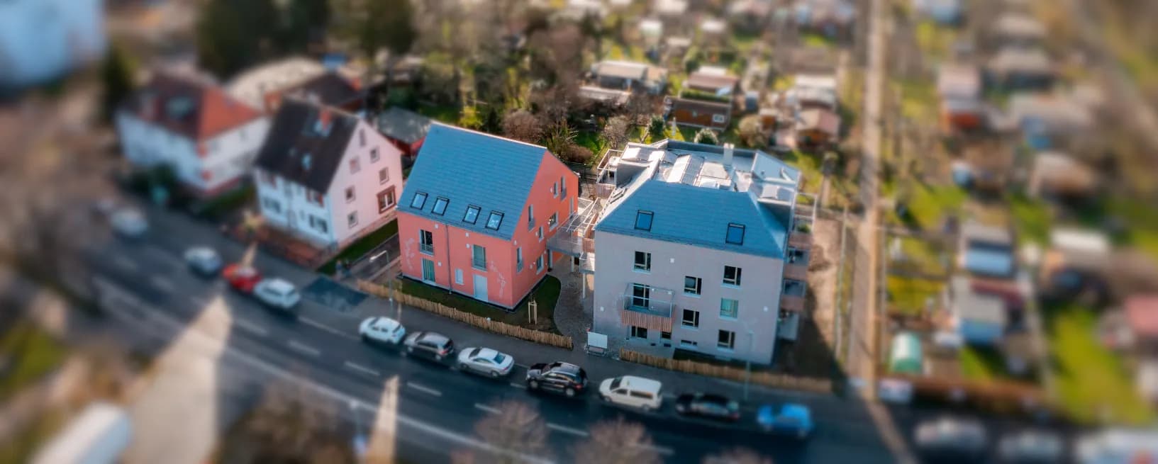 Luftaufnahme des Wohnprojekts Doppelpunkt Unterliederbach